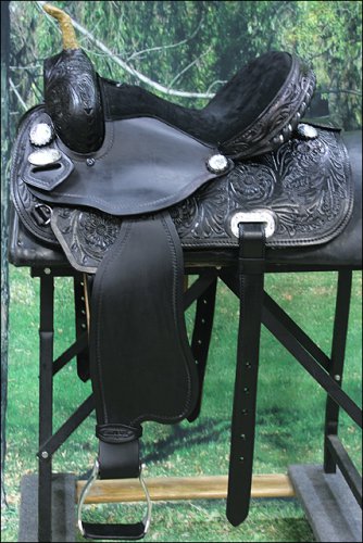 TT204BK-F HILASON FLEX-TREE BARREL RACING TRAIL RIDING HORSE WESTERN SADDLE 17"