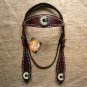 HILASON WESTERN LEATHER HORSE HEADSTALL BRIDLE BROWN GREEN WHEEL CONCHO BLING