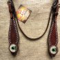 HILASON WESTERN LEATHER HORSE HEADSTALL BRIDLE BROWN GREEN WHEEL CONCHO BLING
