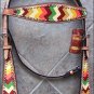 HILASON WESTERN LEATHER HORSE BRIDLE HEADSTALL BREAST COLLAR AZTEC HAND PAINT