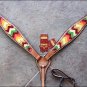 HILASON WESTERN LEATHER HORSE BRIDLE HEADSTALL BREAST COLLAR AZTEC HAND PAINT