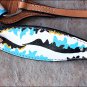 HILASON WESTERN LEATHER HORSE HEADSTALL BREAST COLLAR HAND PAINT INDIAN FEATHER