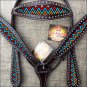 HILASON WESTERN LEATHER HORSE HEADSTALL BREAST COLLAR BROWN TIE DIE PAINTED