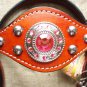 HILASON WESTERN LEATHER HORSE BRIDLE HEADSTALL MAHOGANY PINK ROPE EDGE CONCHOS