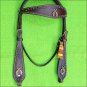 HILASON WESTERN LEATHER HORSE HEADSTALL BRIDLE DARK BROWN CROSS GUN CONCHO