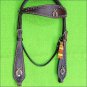 HILASON WESTERN LEATHER HORSE HEADSTALL BRIDLE DARK BROWN CROSS GUN CONCHO