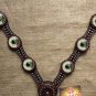 HILASON WESTERN LEATHER HORSE BREAST COLLAR BROWN WHEEL GREEN CONCHO BLING