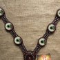 HILASON WESTERN LEATHER HORSE BREAST COLLAR BROWN WHEEL GREEN CONCHO BLING
