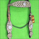 HILASON WESTERN LEATHER HORSE HEADSTALL BRIDLE LEOPARD CHEETAH BLING AB CONCHO