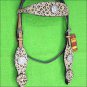 HILASON WESTERN LEATHER HORSE HEADSTALL BRIDLE LEOPARD CHEETAH BLING AB CONCHO