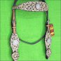 HILASON WESTERN LEATHER HORSE HEADSTALL BRIDLE LEOPARD CHEETAH BLING AB CONCHO