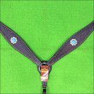 HILASON WESTERN LEATHER HORSE BREAST COLLAR BROWN TURQUOISE BLING STONE CONCHO