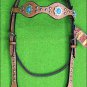 HILASON WESTERN LEATHER HORSE HEADSTALL BRIDLE TAN TURQUOISE STONE BLING CONCHO