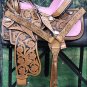 HILASON WESTERN LEATHER BARREL RACING TRAIL SADDLE W/ HEADSTALL BREAST COLLAR 15