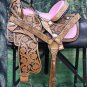 HILASON WESTERN LEATHER BARREL RACING TRAIL SADDLE W/ HEADSTALL BREAST COLLAR 15