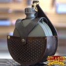 BG153WL HILASON BROWN TOP GRAIN LEATHER BASKET WEAVE 2 QUART CANTEEN HOLSTER BAG
