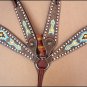 HILASON WESTERN LEATHER HORSE HEADSTALL BREAST COLLAR BROWN W/ AZTEC HAND PAINT
