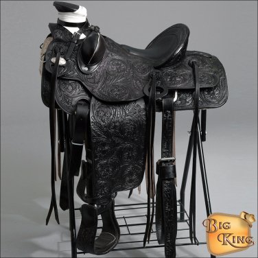 WD092BK-F HILASON BIG KING WESTERN LEATHER WADE RANCH ROPING TRAIL SADDLE 15"