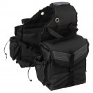 TOUGH 1 MULTI POCKET HEAVY DENIER NYLON SADDLE BAG BLACK