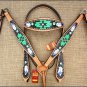 HILASON WESTERN LEATHER HORSE BRIDLE HEADSTALL BREAST COLLAR HAND PAINT BLACK