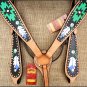 HILASON WESTERN LEATHER HORSE BRIDLE HEADSTALL BREAST COLLAR HAND PAINT BLACK