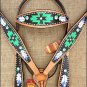 HILASON WESTERN LEATHER HORSE BRIDLE HEADSTALL BREAST COLLAR HAND PAINT BLACK