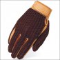 11 SIZE HERITAGE CROCHET LEATHER HORSE RIDING EQUESTRIAN GLOVE BROWN/TAN