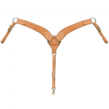 WEAVER HARNESS LEATHER HORIZONS ROPER BREAST COLLAR W/ CENTER DEE GOLDEN BROWN