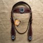 HILASON WESTERN LEATHER HORSE BRIDLE HEADSTALL DARK BROWN TURQUOISE BERRY CONCHO