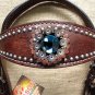 HILASON WESTERN LEATHER HORSE BRIDLE HEADSTALL DARK BROWN TURQUOISE BERRY CONCHO