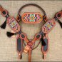 HILASON WESTERN LEATHER HORSE BRIDLE HEADSTALL BREAST COLLAR TAN BEADED INLAY