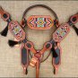 HILASON WESTERN LEATHER HORSE BRIDLE HEADSTALL BREAST COLLAR TAN BEADED INLAY