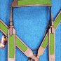 HILASON WESTERN LEATHER HORSE BRIDLE HEADSTALL BREAST COLLAR TAN W/ YELLOW INLAY