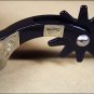 HILASON BLACK STEEL SHOW MEN SPURS GERMAN SILVER ENGRAVED LONGHORN TRIM