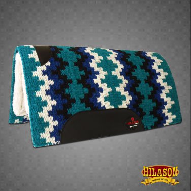 MADE IN USA FE253 HILASON WESTERN WOOL FELT SADDLE BLANKET PAD TEAL BLACK WHITE