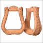 TOUGH 1 HAND LACED BELL BOTTOM HORSE STIRRUPS PAIR NATURAL RUSSET W/ 3" NECK