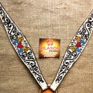 S566 NEW HILASON WESTERN LEATHER HORSE BREAST COLLAR WHITE HAND PAINT BUTTERFLY