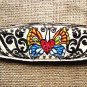 S566 NEW HILASON WESTERN LEATHER HORSE BREAST COLLAR WHITE HAND PAINT BUTTERFLY