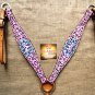 S565 NEW HILASON WESTERN HAND PAINT CROWN LEATHER HORSE BREAST COLLAR PINK