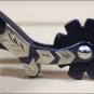 HILASON BLACK STEEL MEN SPURS AZTEC DESIGN ENGRAVED GERMAN SILVER TRIM