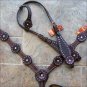HILASON WESTERN LEATHER HORSE BRIDLE HEADSTALL BREAST COLLAR DARK BROWN PURPLE C