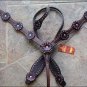 HILASON WESTERN LEATHER HORSE BRIDLE HEADSTALL BREAST COLLAR DARK BROWN PURPLE C