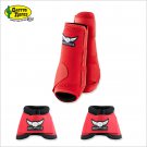 SMALL RED RELENTLESS TREVOR BRAZILE HORSE 2 FRONT LEG SPORT 2 BELL BOOT SET