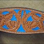 HILASON WESTERN LEATHER HORSE HEADSTALL BREAST COLLAR REINS SET TURQUOISE TAN