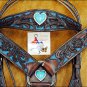 NEW HILASON WESTERN LEATHER HORSE BRIDLE HEADSTALL BREAST COLLAR W/ HEART CONCHO