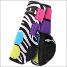 SMALL CLASSIC EQUINE LEGACY SYSTEM NEOPRENE HORSE FRONT LEG BOOTS ZEBRA BURST