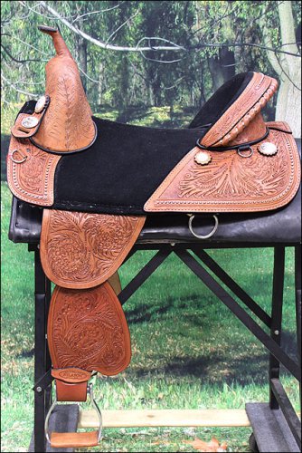 TW101M-F HILASON TREELESS WESTERN TRAIL BARREL RACING LEATHER HORSE SADDLE 17"