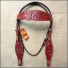 HILASON WESTERN HAND TOOLED LEATHER HORSE TACK BRIDLE HEADSTALL - MAHOGANY S442