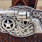 22 inch JUSTIN TAN EMBOSSED LEATHER LIL TRIGGER WESTERN BELT REVOLVER BUCKLE