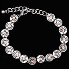 3D SILVER STRIKE MEDALLIONS LOBSTER CLAW CLOSURE SHOTGUN SHELL BRACELET